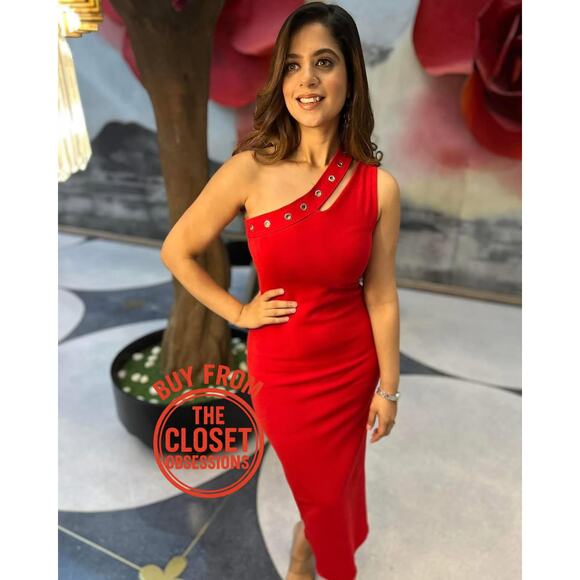 ❤️ ZARA Red Fitted Asymmetrical Cutout Midi Dress NWT ❤️ - Picture 11 of 16